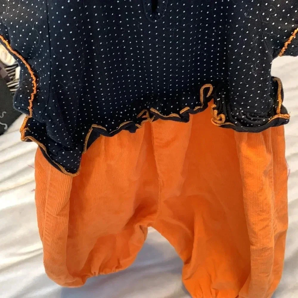 Halloween Bonnie Jean cat & Jack pumpkin cat & ghost rompers corduroy pumpkin 18